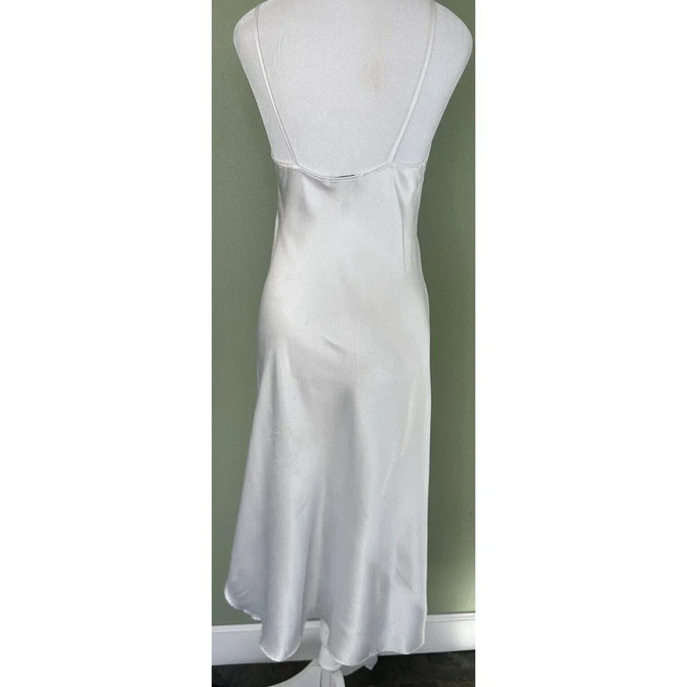Val Mode Lingerie White Beaded Slip Dress Size Small Vintage 90’s Gown Dainty​​​ - Picture 8 of 13